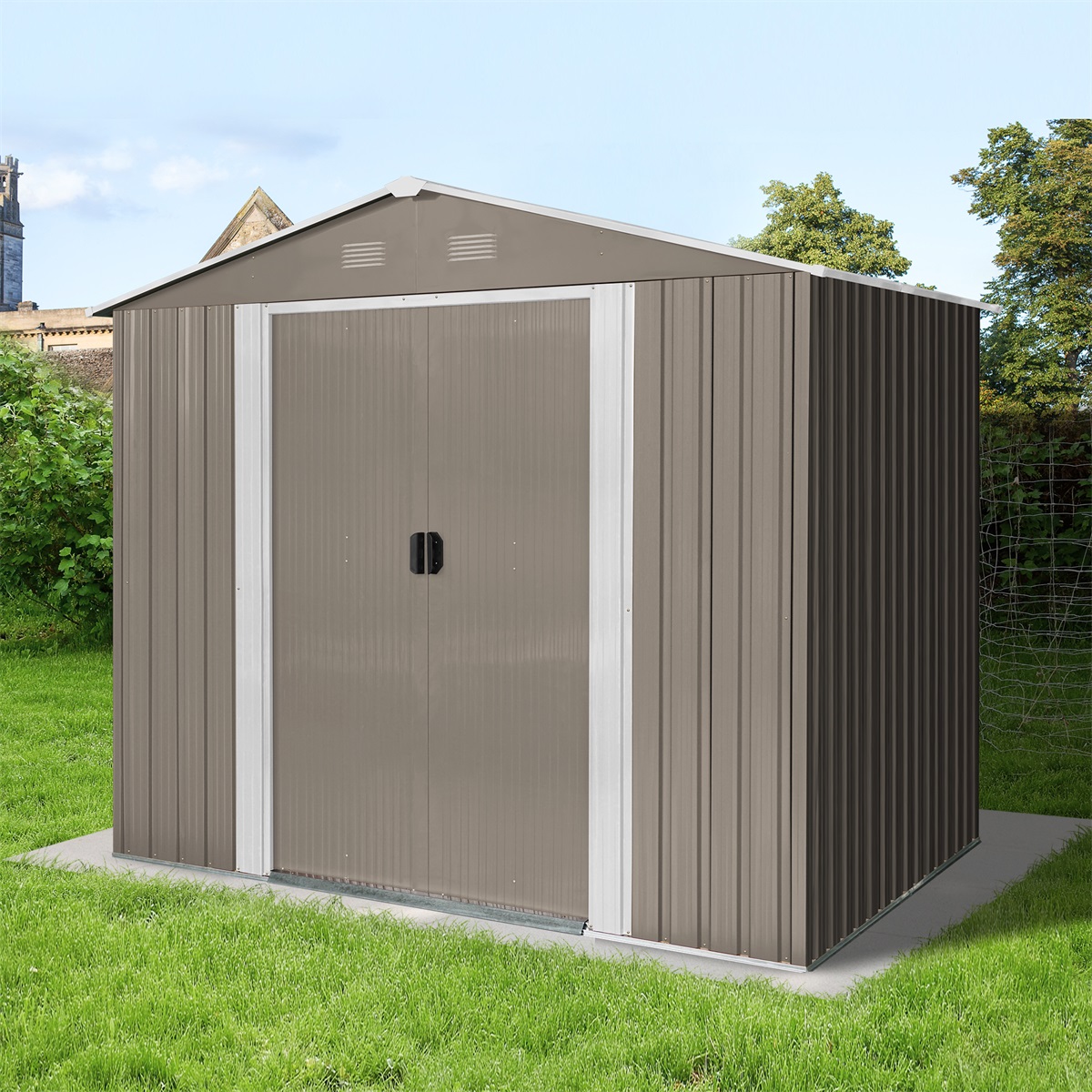 Riwall PRO RMSA 6x8 Brown fém kert tároló 2,4x1,7m barna